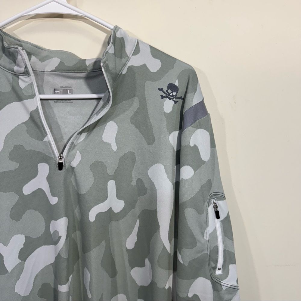 Nike Fit Dry Grey Camo Printed Half Zip Long Sleeve Athletic Top - Picture 3 of 5